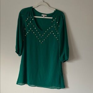 Gianni Bini Emerald Dress with Gold Accents